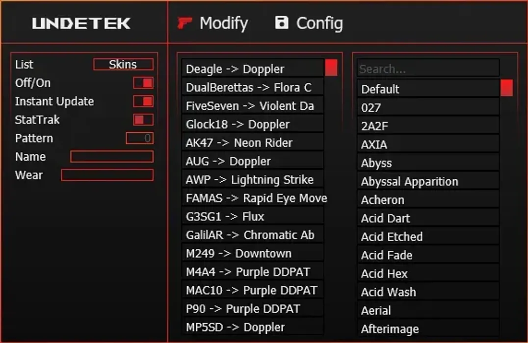 Undetek Skin Changer screenshot 1